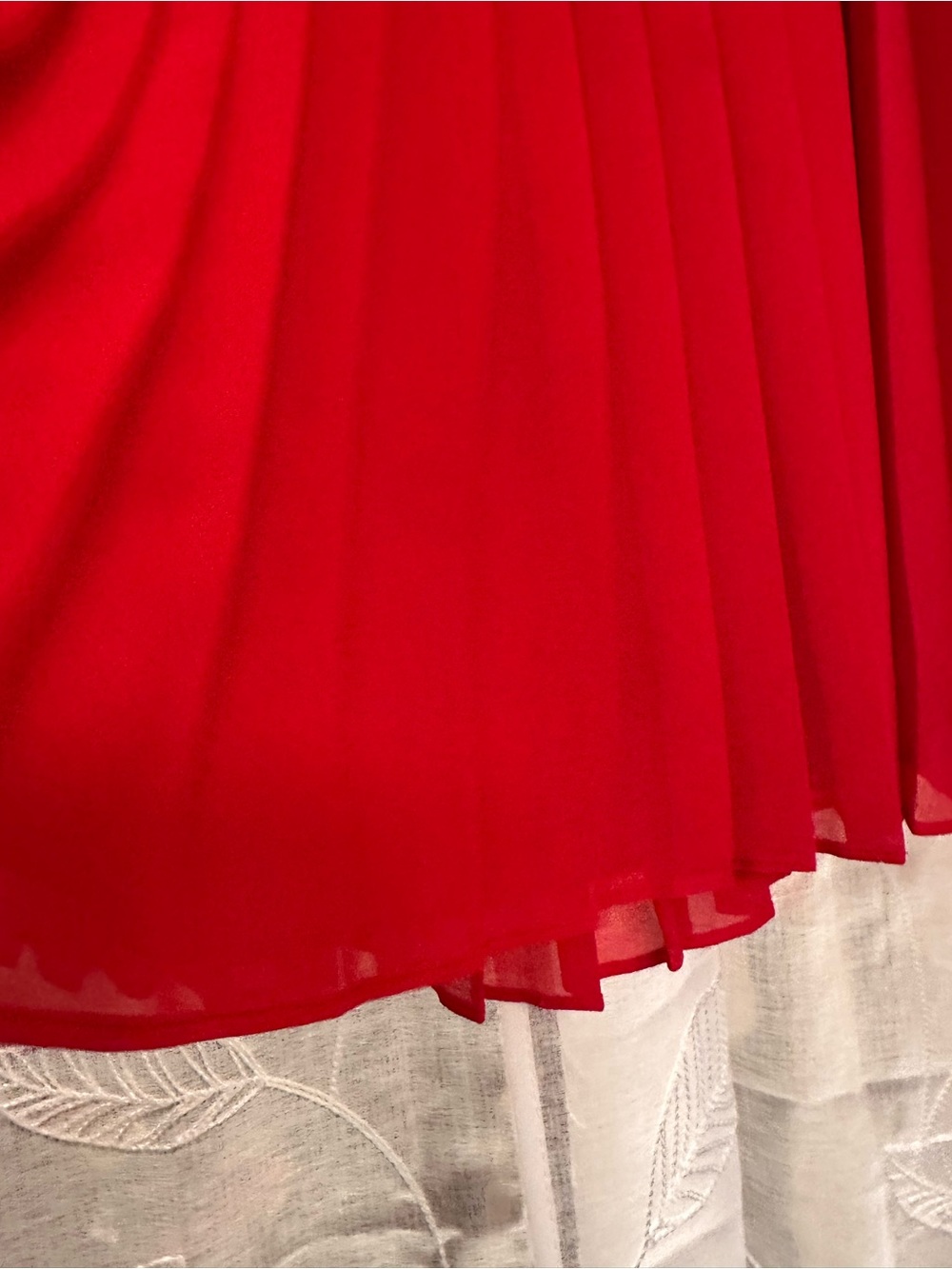 LOFT Red Pleated Skater Skirt - Picture 4 of 8